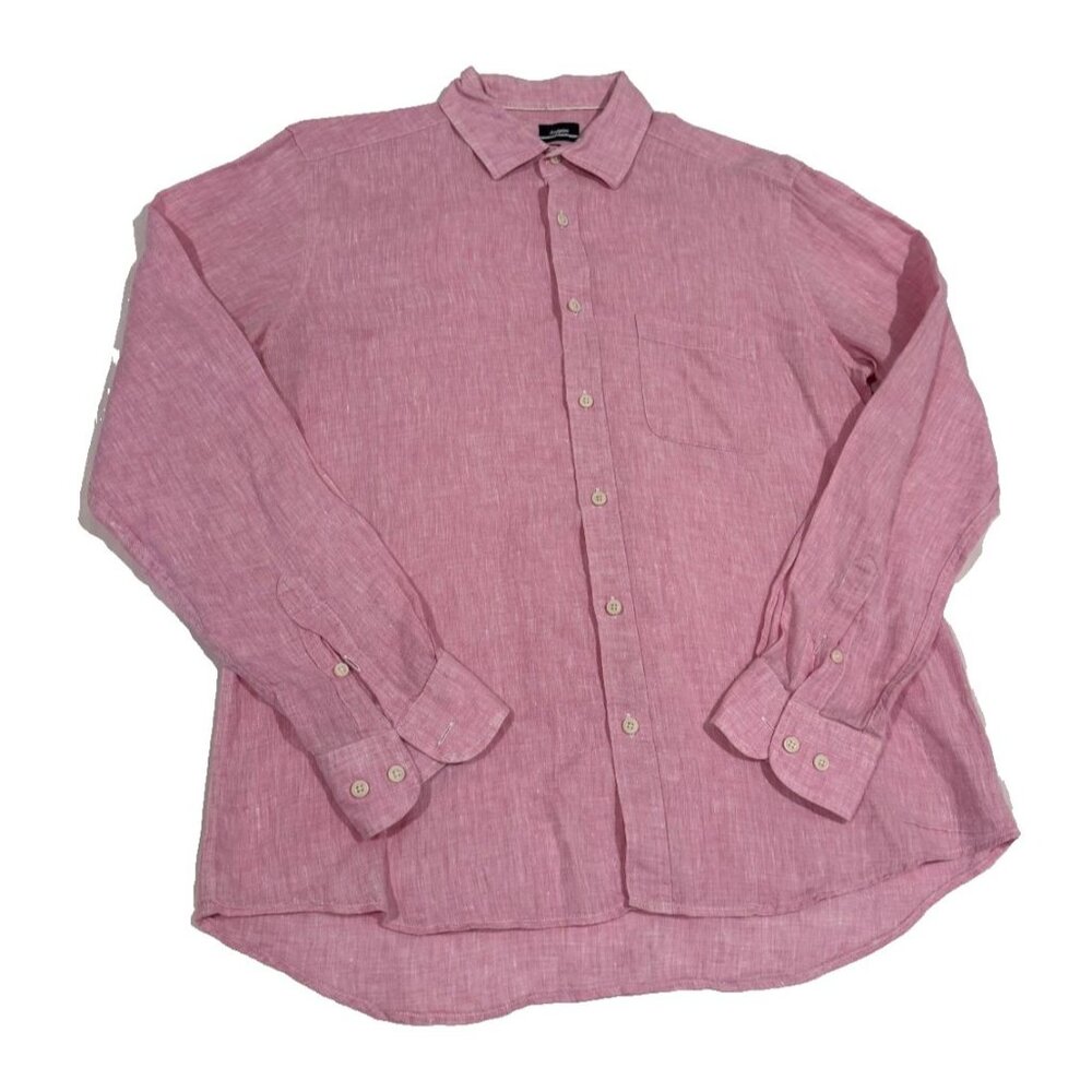Scappino Essentials Men's Pink 100% Linen Regular Fit Dress Shirt Size G 16.5 L